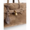 Suede shoulder bag with logo padlock detail