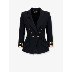 Double-breasted blazer with Monogram gold metal details