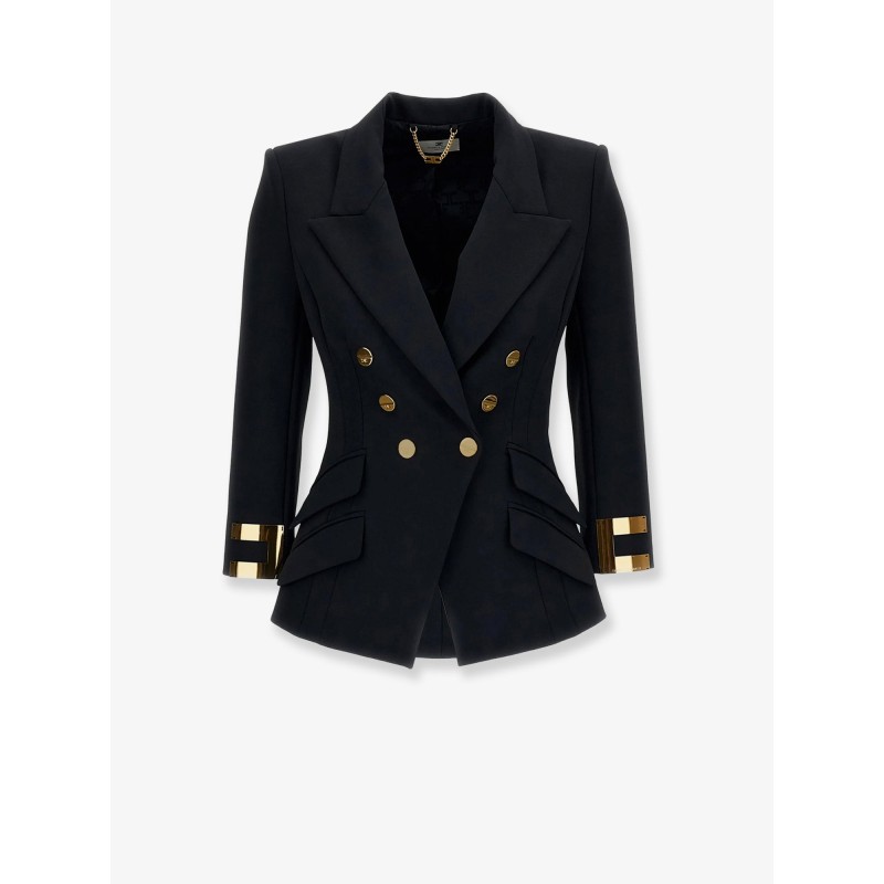 Double-breasted blazer with Monogram gold metal details