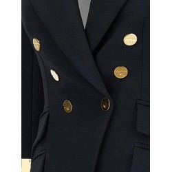 Double-breasted blazer with Monogram gold metal details