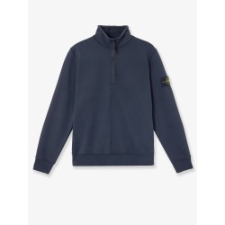 Cotton sweatshirt with side logo patch
