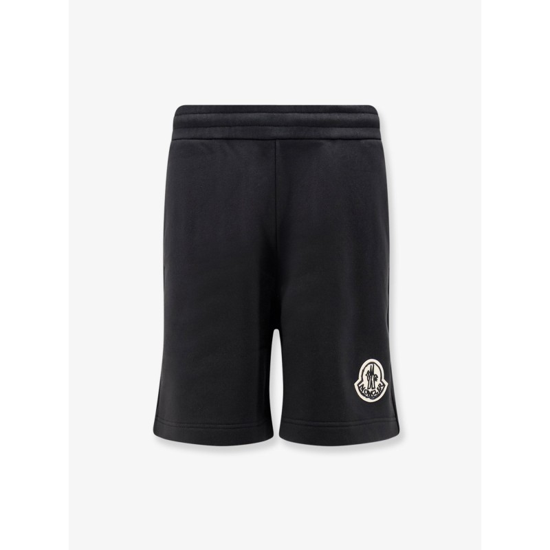 Cotton bermuda shorts with front logo patch