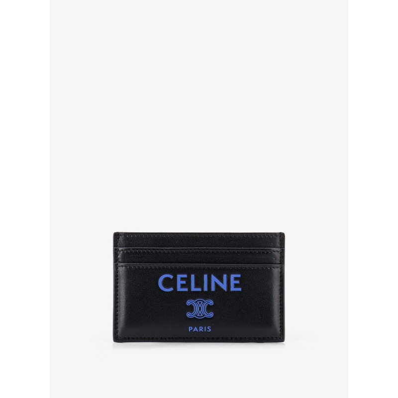 Leather card holder with front logo print