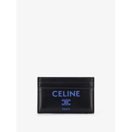 Leather card holder with front logo print