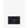 Leather card holder with front logo print