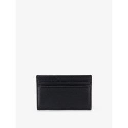 Leather card holder with front logo print