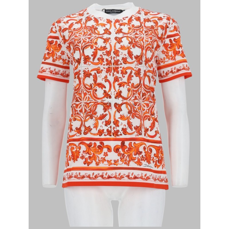 T-SHIRT IN JERSEY STAMPA MAIOLICA