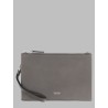 POUCHETTE MINIMAL SOTTILE IN PELLE FIORE CON CINTURINO DA POLSO