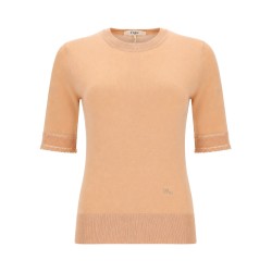 PULLOVER A MANICHE CORTE IN MAGLIA DI LANA