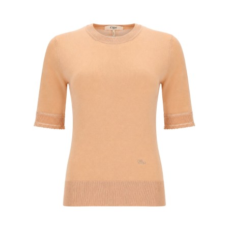 PULLOVER A MANICHE CORTE IN MAGLIA DI LANA