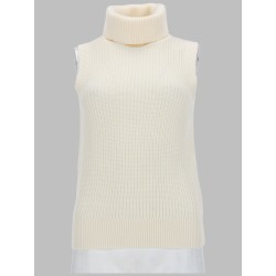 TOP SMANICATO A COLLO ALTO IN MISTO LANA
