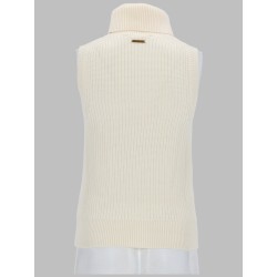 TOP SMANICATO A COLLO ALTO IN MISTO LANA