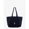 Denim shoulder bag with embroidered logo on the front