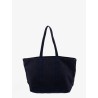 Denim shoulder bag with embroidered logo on the front