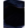 Denim shoulder bag with embroidered logo on the front