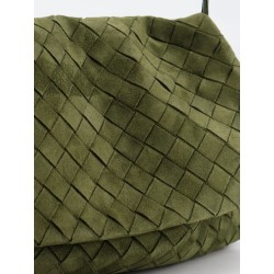 Suede Giorno shoulder bag with Intrecciato pattern
