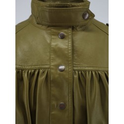 Crop fit leather jacket
