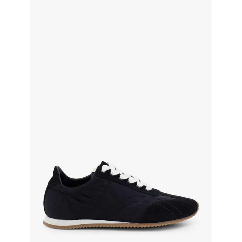 Nylon and suede sneakers with all-over stitching