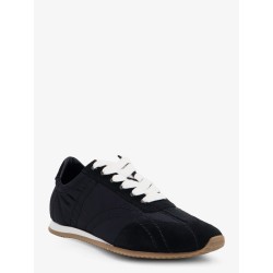 Nylon and suede sneakers with all-over stitching