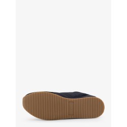 Nylon and suede sneakers with all-over stitching