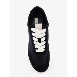 Nylon and suede sneakers with all-over stitching