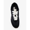 Nylon and suede sneakers with all-over stitching
