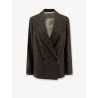 Double-breasted wool and linen blend blazer