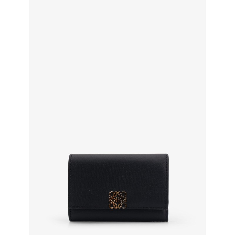 Anagram leather wallet with front logo