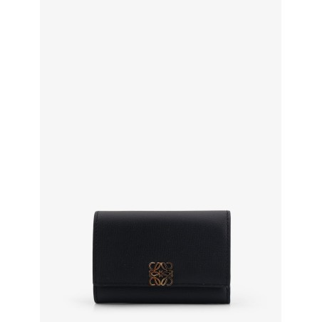 Anagram leather wallet with front logo