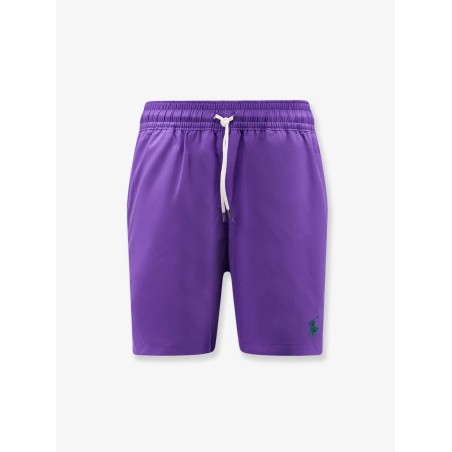 Nylon swim trunks with embroidered logo
