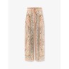 Roselight Silk Trousers with Pink Tapestry Floral Print