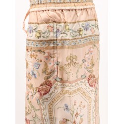 Roselight Silk Trousers with Pink Tapestry Floral Print