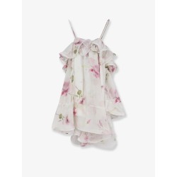Satin mini dress with flounces