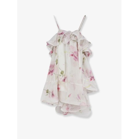Satin mini dress with flounces