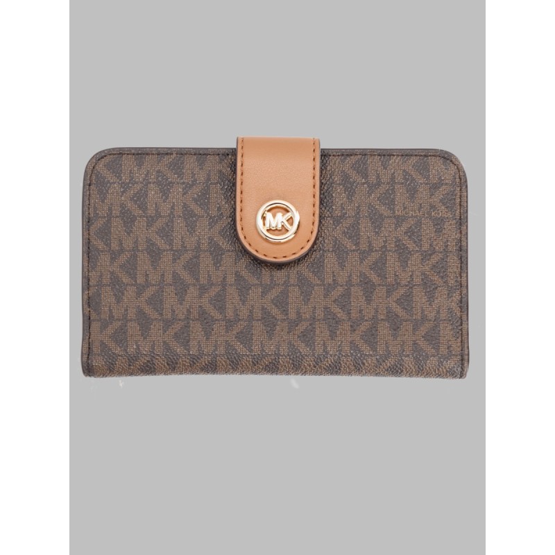 PORTAFOGLIO MEDIUM CON STAMPA LOGO E CIONDOLO MK POP