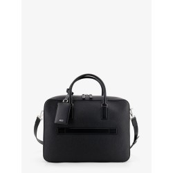 Leather work bag with front lettering logo
