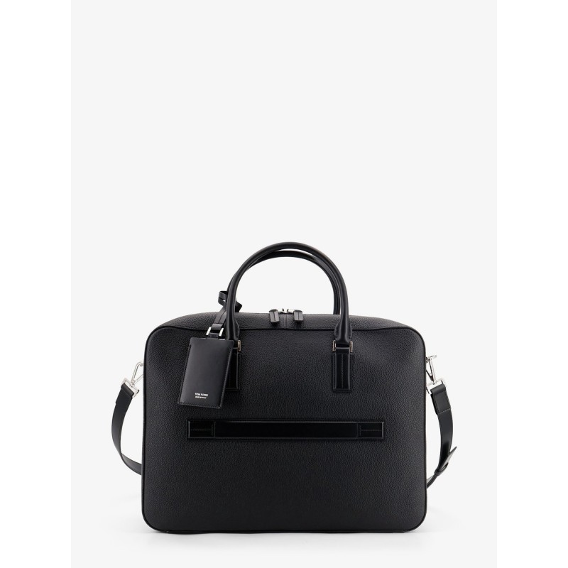 Leather work bag with front lettering logo