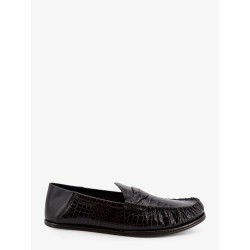 Crocodile-print leather loafers