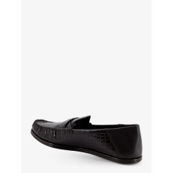Crocodile-print leather loafers