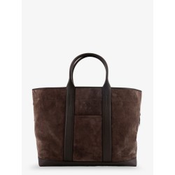 Suede shopping bag with logo engraved on the bottom
