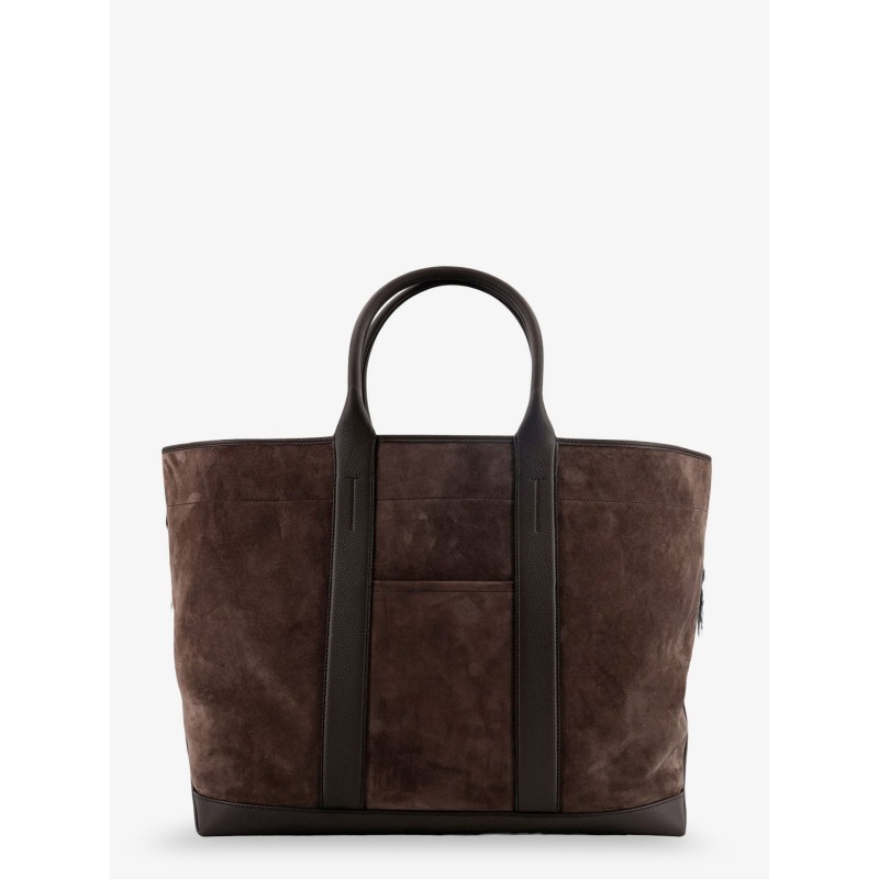 Suede shopping bag with logo engraved on the bottom