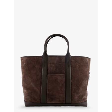 Suede shopping bag with logo engraved on the bottom