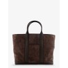 Suede shopping bag with logo engraved on the bottom