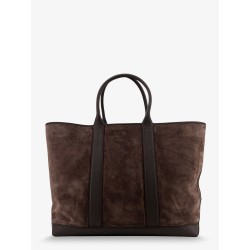 Suede shopping bag with logo engraved on the bottom