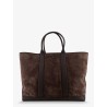 Suede shopping bag with logo engraved on the bottom