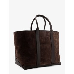Suede shopping bag with logo engraved on the bottom