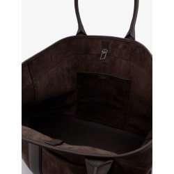 Suede shopping bag with logo engraved on the bottom