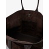 Suede shopping bag with logo engraved on the bottom