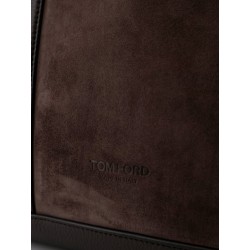 Suede shopping bag with logo engraved on the bottom