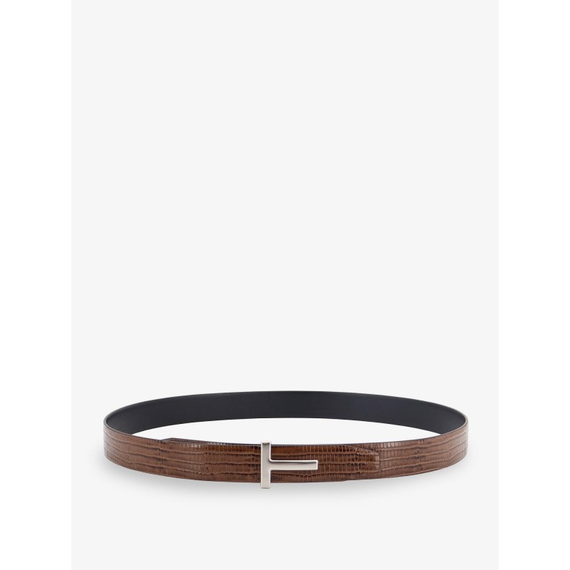 Crocodile-effect leather belt